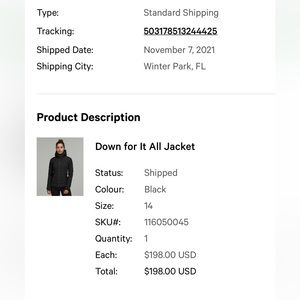 Lululemon Down for it all jacket